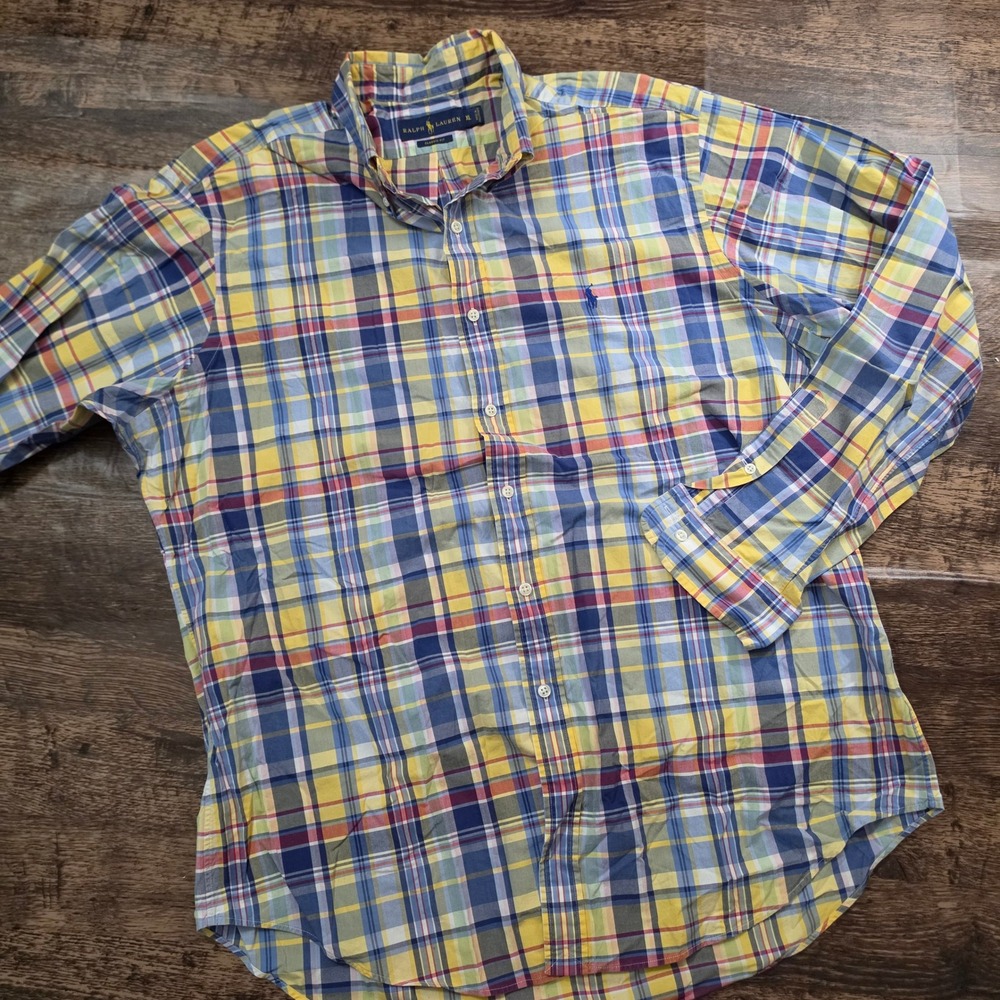 RALPH LAUREN Button Down Mens XL Multi Color Plaid Classic Fit Long Sleeve Shirt